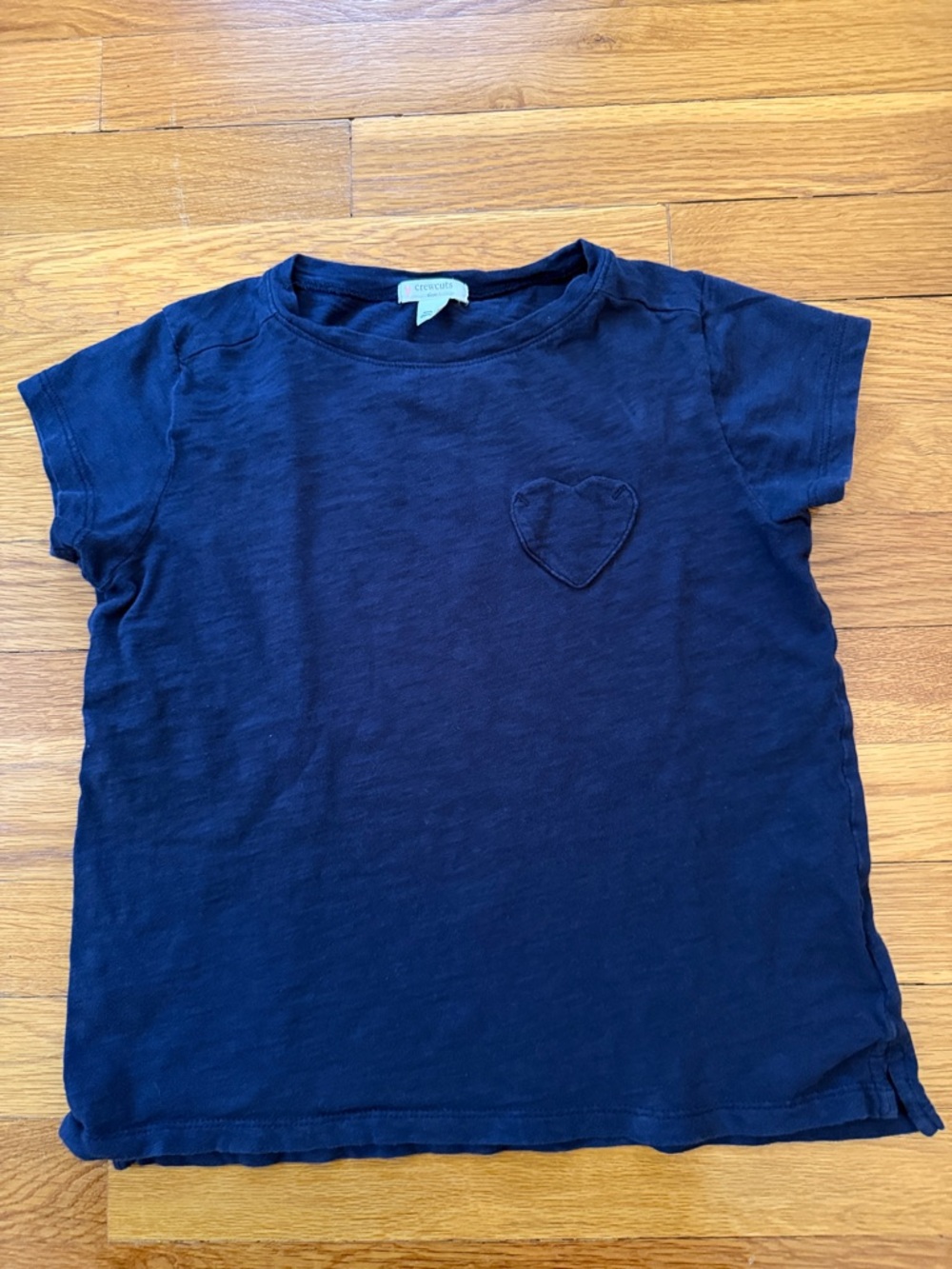 Crewcuts Girls Navy Blue Heart Patch Tee Size 8 | Short Sleeve T-Shirt
